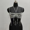 Women's Glass Crystal Beads Body Jewelry Multi Layered Chest Chain Bralette For Music Festival And Photoshoot Costumes