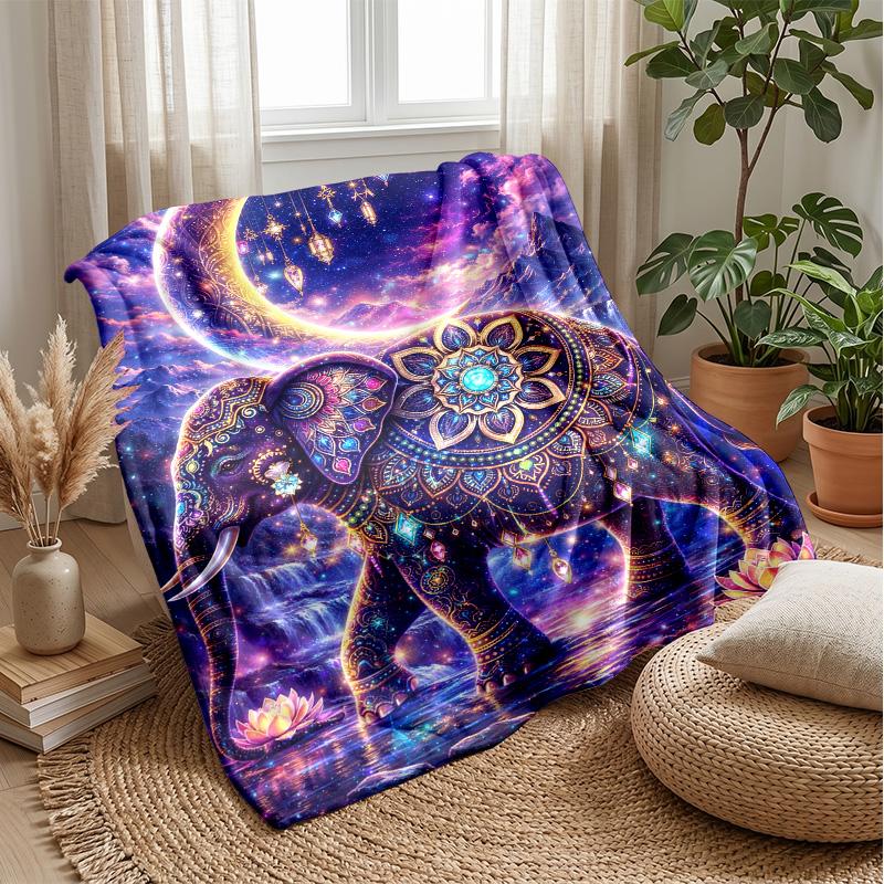 Jungle Elephant Theme blanket Lightweight Warm Flannel Blanket Decorative Throw Blanket for Home Decoration