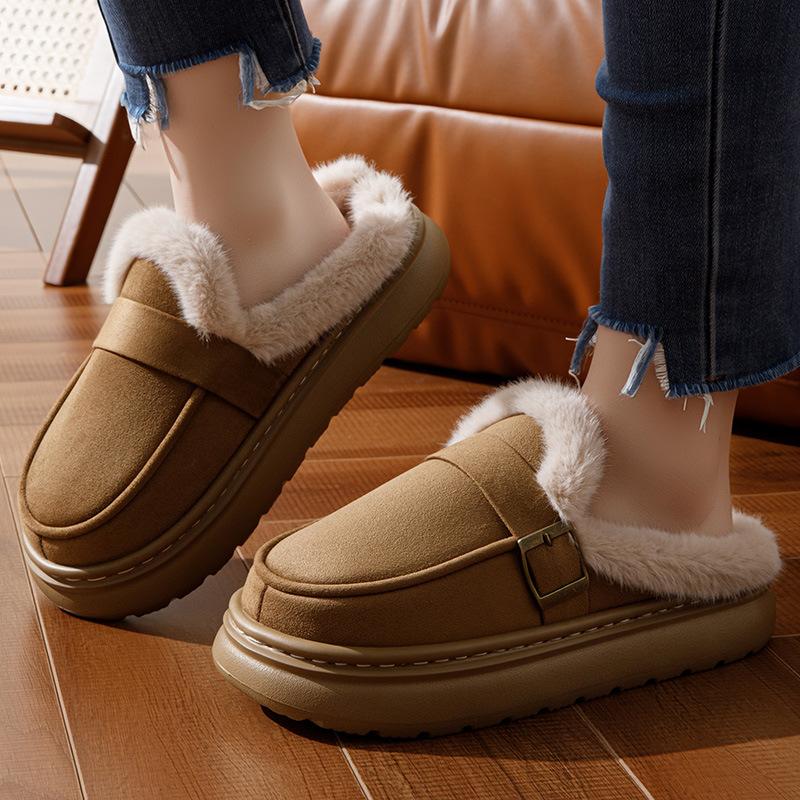 Fashion boots 2025 winter solid color with velvet thermal boots one pedal thickened student cotton shoes boots