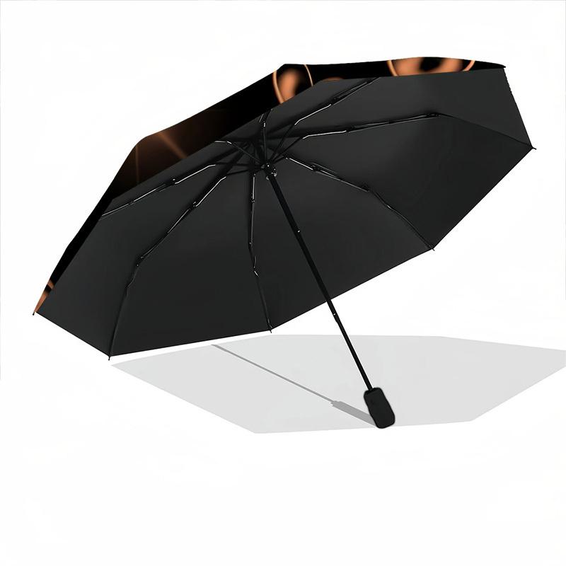1pc Heart Print Automatic Folding Umbrella - Portable Collapsible Design, 8-Rib Iron Frame, Durable Fabric Yy251125030