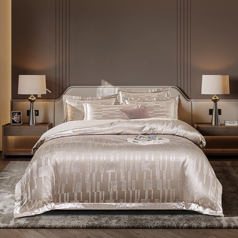 European Cotton Sateen Jacquard 4-Piece Skin-Friendly Bedding Set