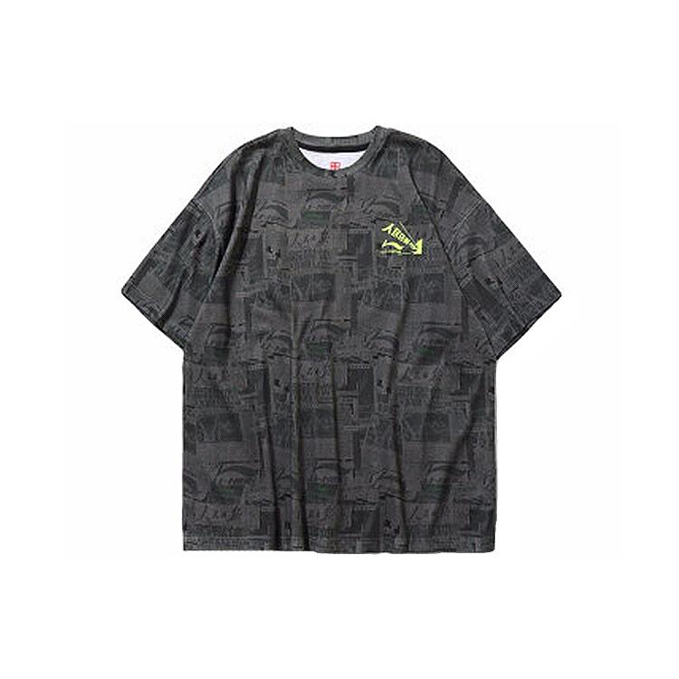 Li Ning T Shirts Men s Crew Neck Moderate Straight Fit ATSP415 S