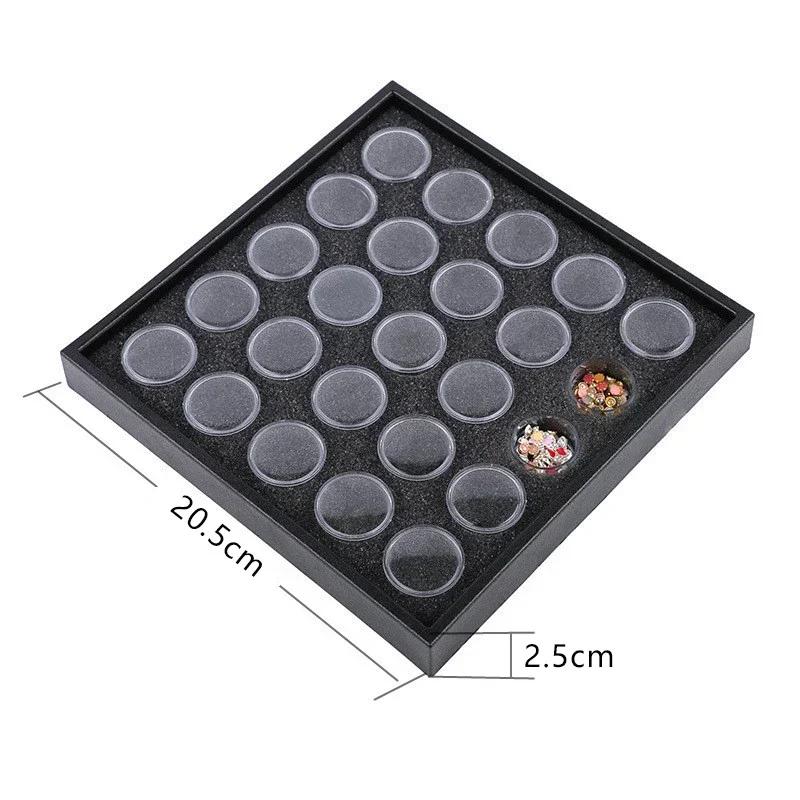 25/ 50 Grids Gem Display Case Diamond Storage Box Small Round Plastic Containers Box Jewelry Organizer Container with Foam