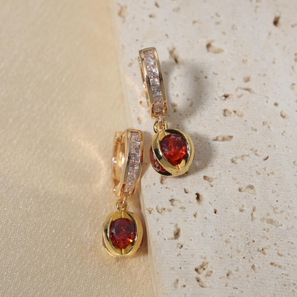 1 Pair Fashion Round Dangle Earrings for Women Zirconia Earring Jewelry Wedding Party Accessories