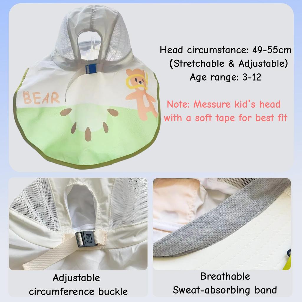 Kids Sun Hat Summer UV Protection Breathable Mesh Large Brim Outdoor Travel Hat Boys Girls Fisherman Beach Fisherman Hat