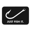 Fishing Themed Door Mat Anti-slip Entrance Rug with "Just Fish It" Slogan and Fishing Hook Pattern for Fishing Lovers