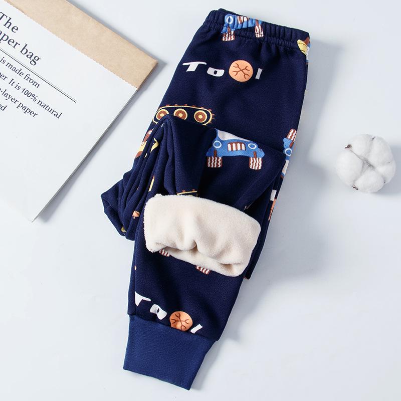 

Детские ветрозащитные штаны с рисунком из бархата на осень/зиму - Пижамы для мальчиков и девочек 90cm