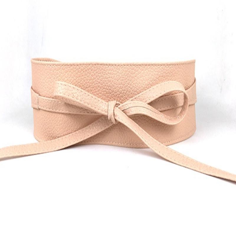 Bowknot Simple Wrap Luxury Wide Waist Band Leather Belt Corset Waistband Ladies Dress Cummerbands