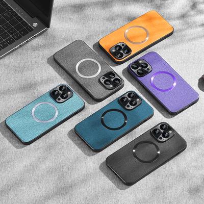 Custodia Magnetica Wireless Magsafe per Telefono per iPhone 16 Pro 15 14 Plus 13 Pro Max Tessuto in Tinta Unita Antiurto Copertura in TPU