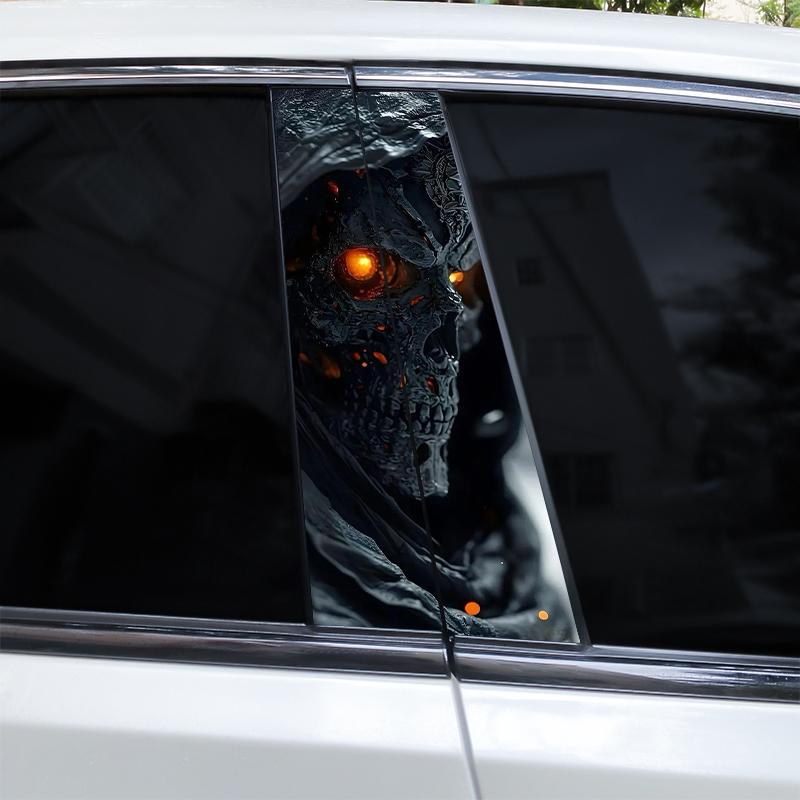 2pcs Skull Car B-Pillar Sticker Vinyl Waterproof Car Door Pillar Decal DIY Modified Car Styling Covered Scratched Car Sticker 2pcs
