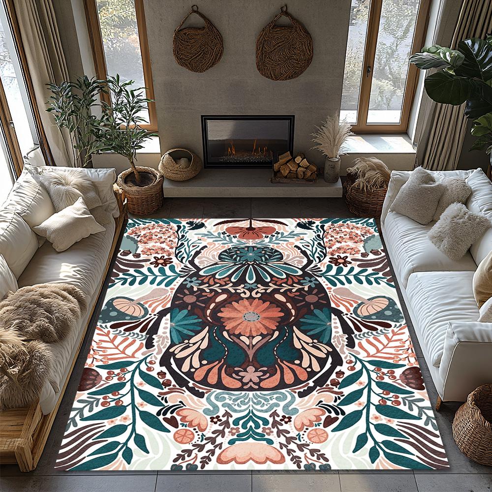 Floral Area Rug Vintage Persian Style Non Slip Washable Home Decor Living Room Bedroom Floor Mat Carpet Bohemian Chic Design