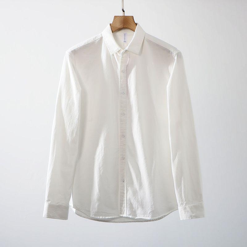 Heavyweight Twill Cotton Washed Comfortable Breathable Loose Casual Turn-Down Collar Long-Sleeve Shirt Men's Spring and Autumn Solid Color Shirt
