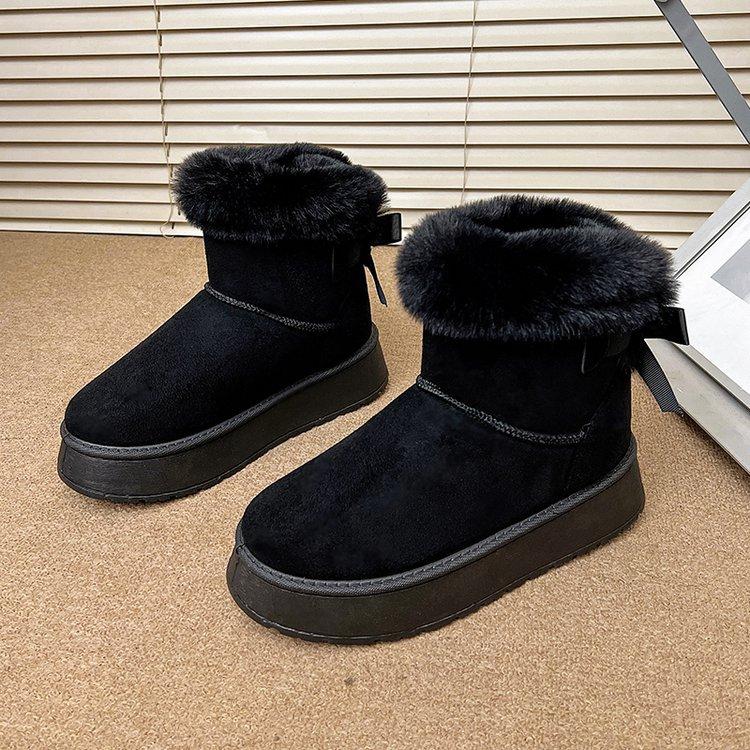 Women's Fur Mouth Large Size Soft Sole Winter Warm Fur Snow Boots Padded Lined Ankle Boots Non-Slip Hiking Casual Sports Cotton Boots