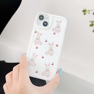 Cherry Rabbit Cartoon Case For Iphone 11 12 Pro Max X Xr Xsmax 13 Promax Silicone Soft Shockproof Phone Protector Bunny Cover