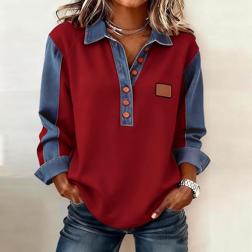 Women's Vintage Print Loose-fitting Long-sleeved Top