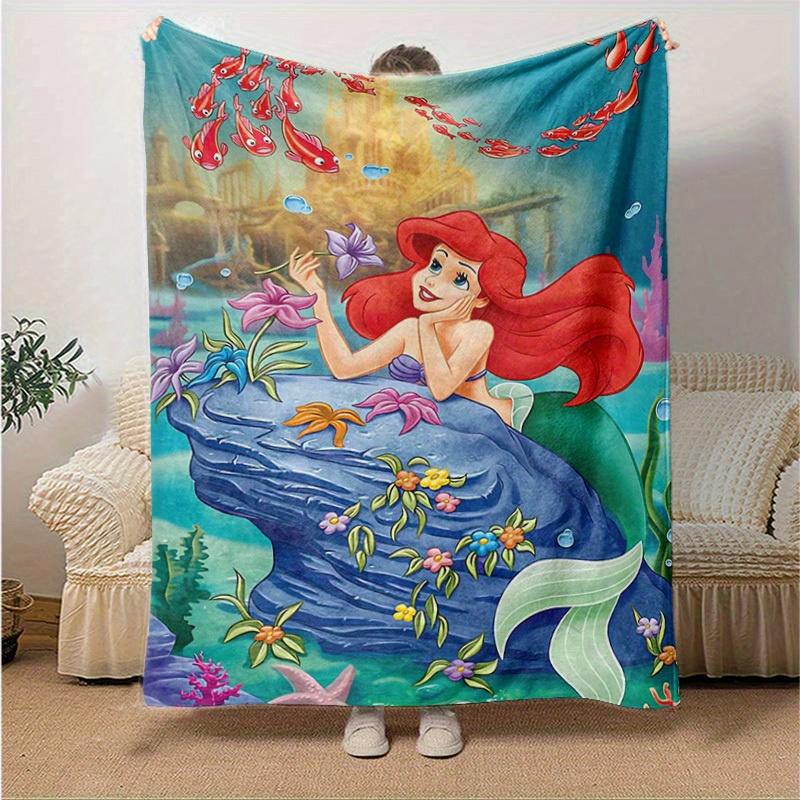 1pc Cartoon Mermaid Blanket - Seasonal Universal, Home Decoration, Throw Blanket, Cartoon Bedding, Soft Flannel Throw Blanket - Versatile &
