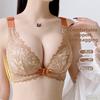 Lace Front Closure Racerback Push Up Bra, Wireless No-Gap Anti-Sag Shaping Bra for Small Bust Women