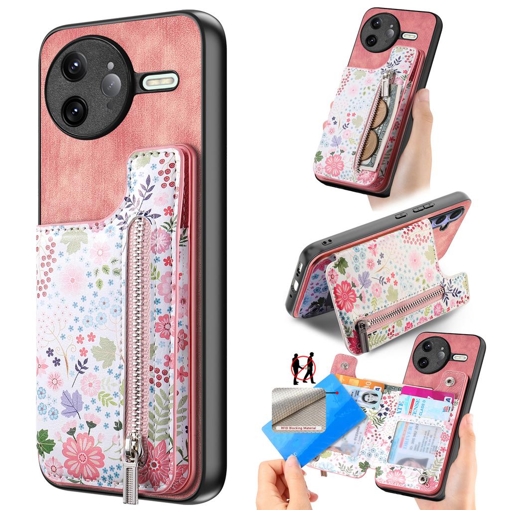 For Xiaomi Poco F7 Ultra 5G/Xiaomi Redmi K80 Pro 5G Leather Phone Cover with RFID Blocking Zipper Card Bag Kickstand