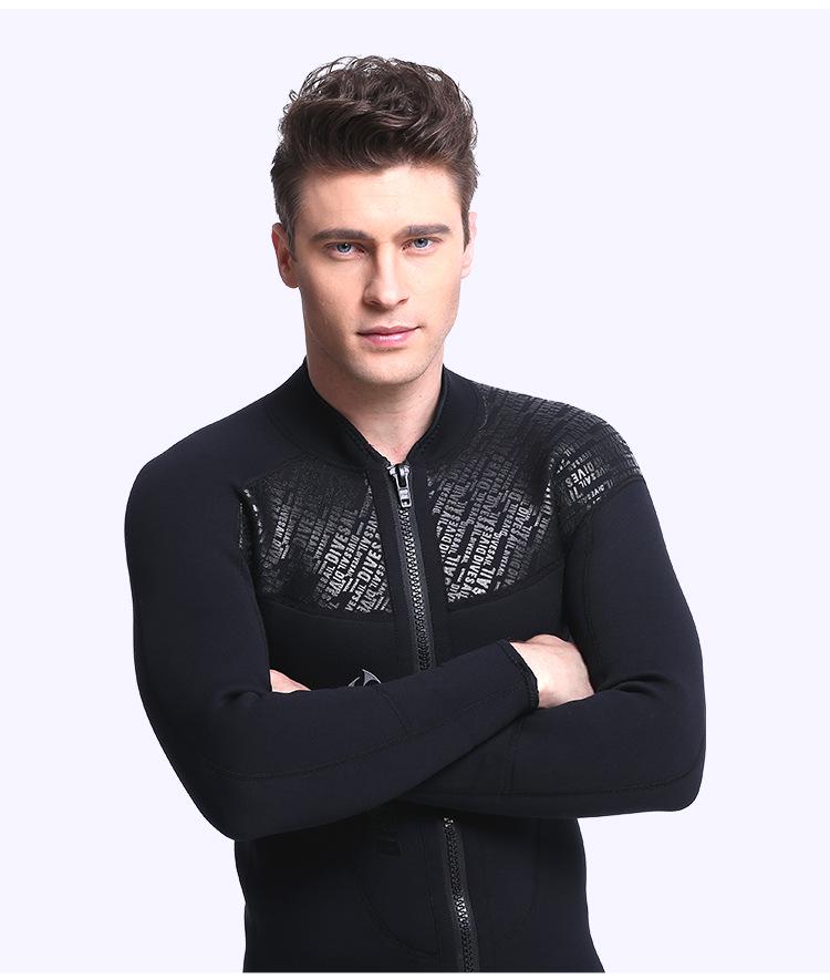 Men's 3MM Thick Cold-Proof Two-Piece Wetsuit for Winter Diving, Surfing, and Snorkeling