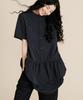 Plack Woman Shirred Short Sleeve Dress Navy