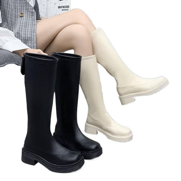 Size 35-44, Large Size Women's Shoes 41 Soft Leather Elastic Martin Boots Women's 42 Fashion Versatile Skinny Knight Long High Boots