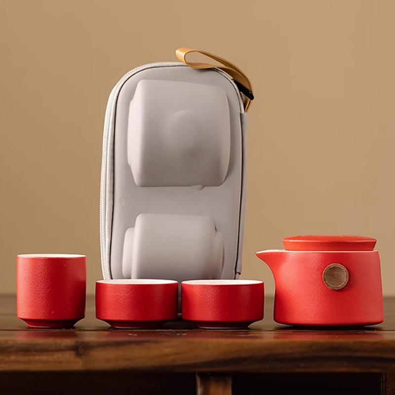 Portable Ceramic Travel Tea Set: Kuaike Cup for Outdoor Use, Corporate Events, and Holiday Gifts with Custom Logo Printing.