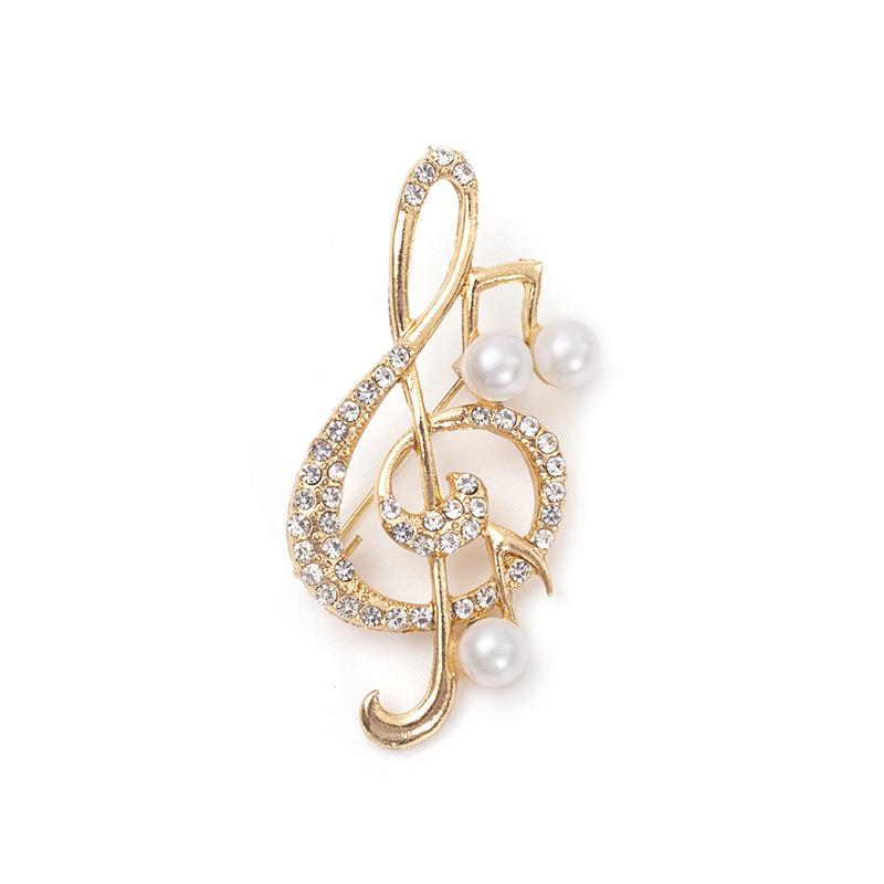 Creative Musical Note Corsage Light Luxury Brooch Pin Full Clothing Accessories For Women Suit Shiny Jewelry