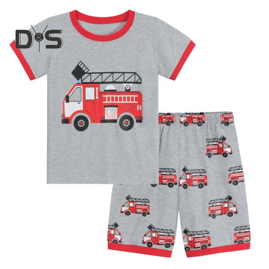 

2 шт./комплект детский костюм с верхом и брюками, мультяшный рисунок грузовика, пижама с круглым вырезом, короткий рукав, летний наряд, унисекс, повседневная домашняя одежда 3-4 Years