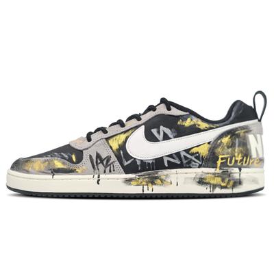 Court Borough Black Gold Prophecy, Distressed Graffiti Cushioning Low Top Skateboard Shoes Men's Black Gray 844881-005(Team1636)