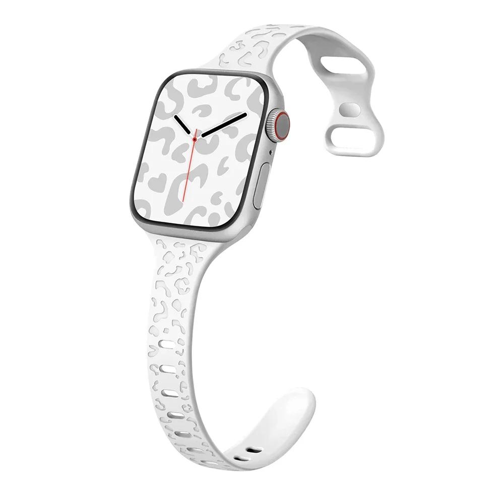 Wąski pasek do paska Apple Watch 40mm 41mm 42mm 38mm 49 44mm 45mm grawerowana silikonowa bransoletka Correa seria 8 7 6 9 5 4 3 SE Ultra