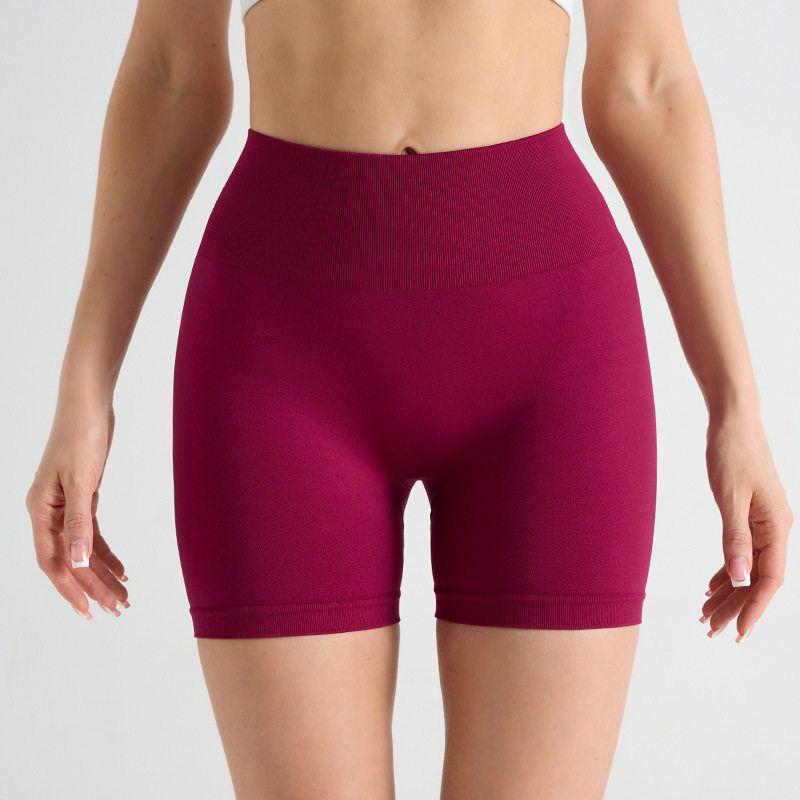 

Fashion New Arrival Seamless High Waist Yoga Shorts Female Peach Belly Contracting and Hip Lifting Pants Skinny Running Exercise Workout Pants Burgundy M