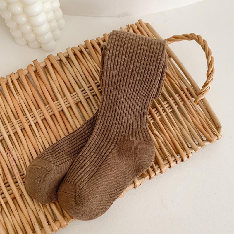 Girls' Pantyhose Children's Leggings Solid Color Vertical Striped Kids Pantyhose