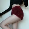 Woman Sexy Shorts Furry Casual Slim Shorts Women's Autumn Winter High Waist Stretch Knit Shorts