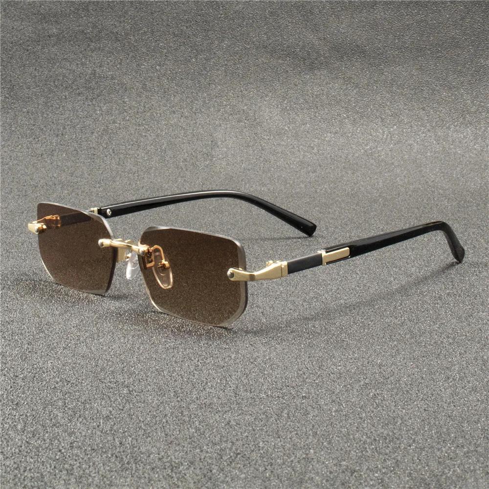 Rimless Sunglasses Rectangle Fashion Popular Women Men Shades Small Square Sun Glasses  For Female male Summer Traveling Oculos
