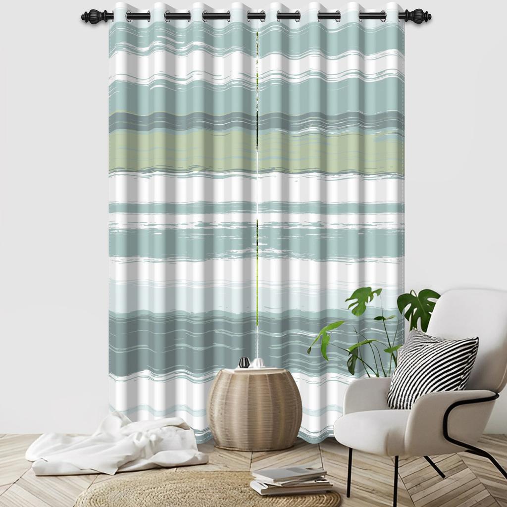 Set Of 2 Abstract Striped Pattern Curtains Multiple Colors Top Living Room Bedroom Decor Rod Pocket Curtain With Grommet Light Blocking Polyester