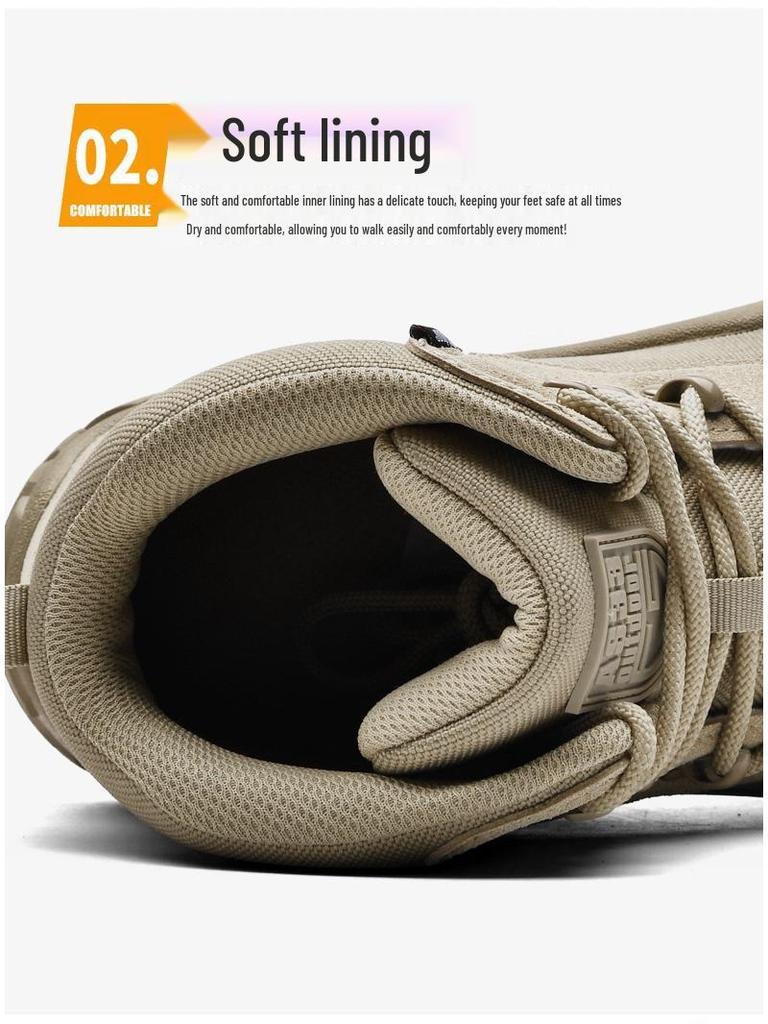 Men's Large Size Anti-slip Outdoor Hiking Combat Boots - Casual Lace-up Thick-soled Military Boots