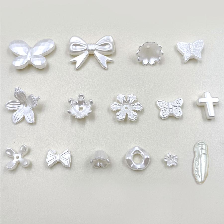 Jewelry Making ABS Imitation Pearls Butterfly Flower DIY For Pendant Necklace Bracelet Loose Beads White Beads Textured  Beads
