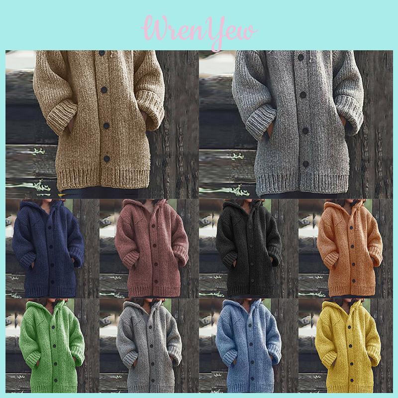 Super Cozy Plus Size Womens Hooded Knitted Cardigans Jumper Sweater Winter Jacket