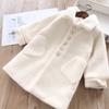 Girls Autumn and Winter Solid Color Thickened Coat Middle and Large Children High Neck Mid-Length Warm Coat