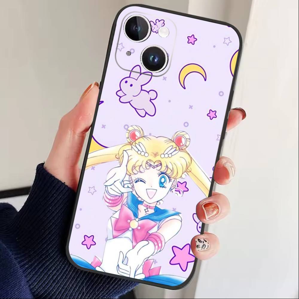 

Мультяшный чехол K-Sailor Moon для iPhone 17 16 15 14 13 12 Max Plus Силиконовый Черный Чехол iPhone15pro