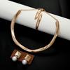 Bracelet Light Luxury Necklace Pearl Earrings Personalized Exaggerated Geometric Wave Design Collar Jewelry