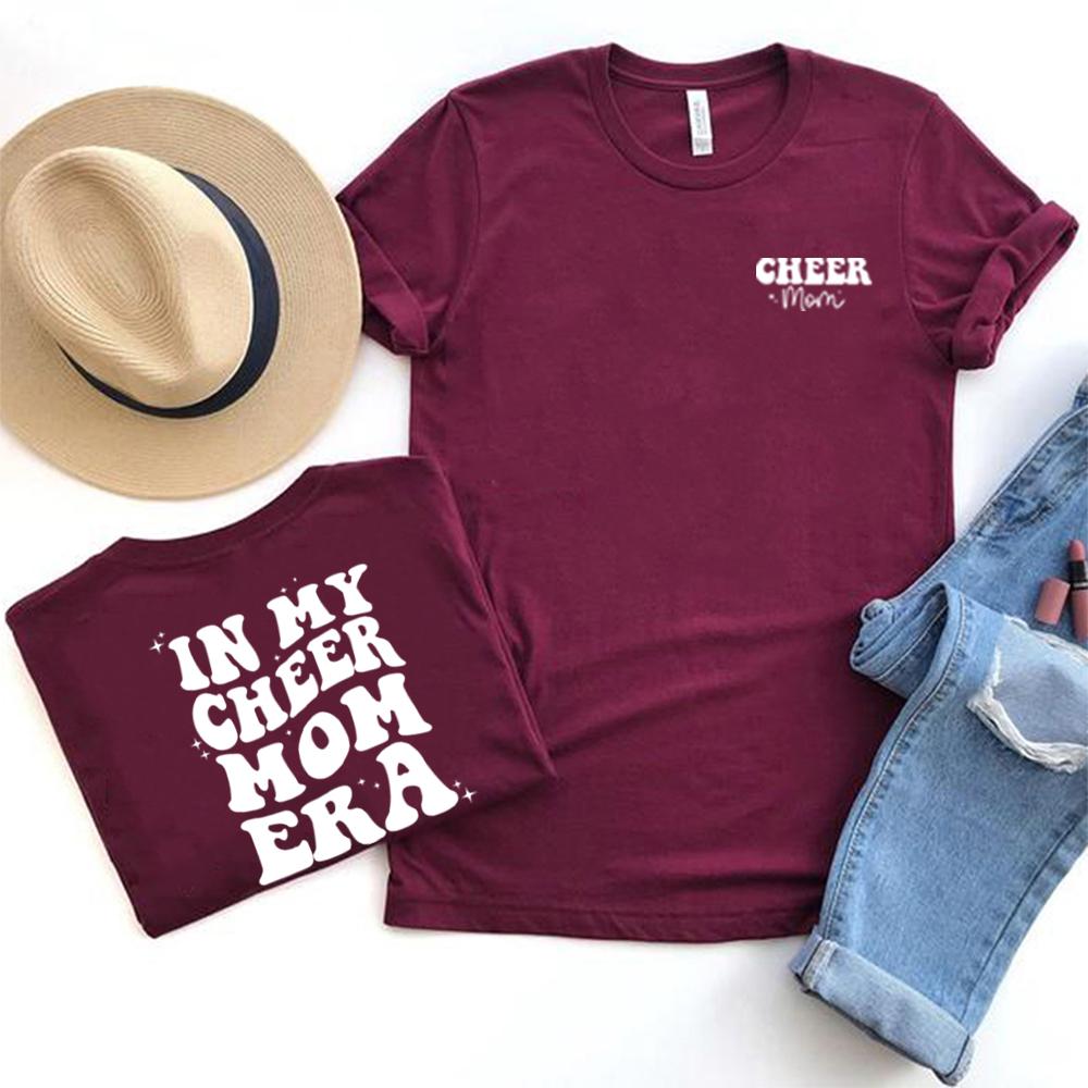 In My Cheer Mom Era T Shirt Cheer Mama Tee Mom Life Tshirt Women Short Sleeve Tshirt Cheerleader Merch Shirt