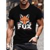European Size Fox Head Printed Men'S Casual T-Shirt PLUS SIZE