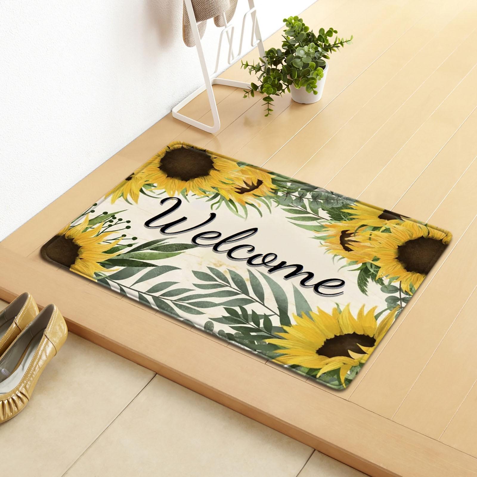 

Welcome Home Absorbent Doormat 40x60cm Rectangular Indoor Outdoor Floor Mat with Floral Truck Design Durable Non-Slip Backing Water-Resistant Surface One Size