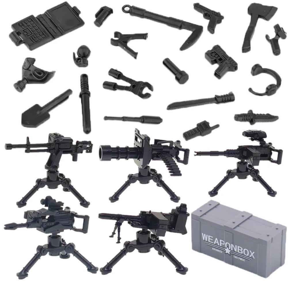 WWII Building Blocks Military Weapons Police Soldier Figure Accessories Model Brick Gun Cannon Launcher Bunker Outpost Toy X017