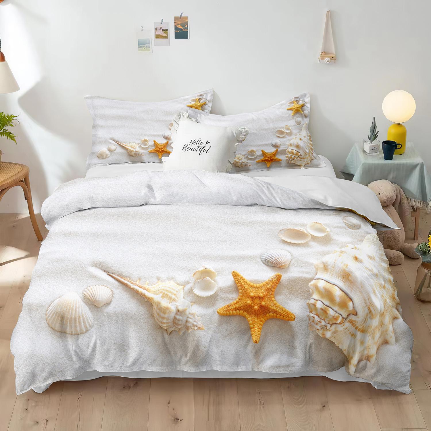 Пляжный комплект постельного белья из полиэстера с принтом в виде морских звезд — фото 5