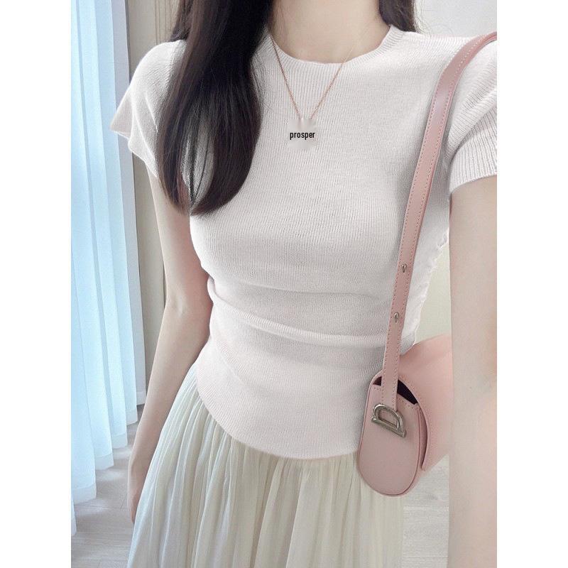 Petite Summer Pink Two-Piece: Short-Sleeved Top & Skirt Set