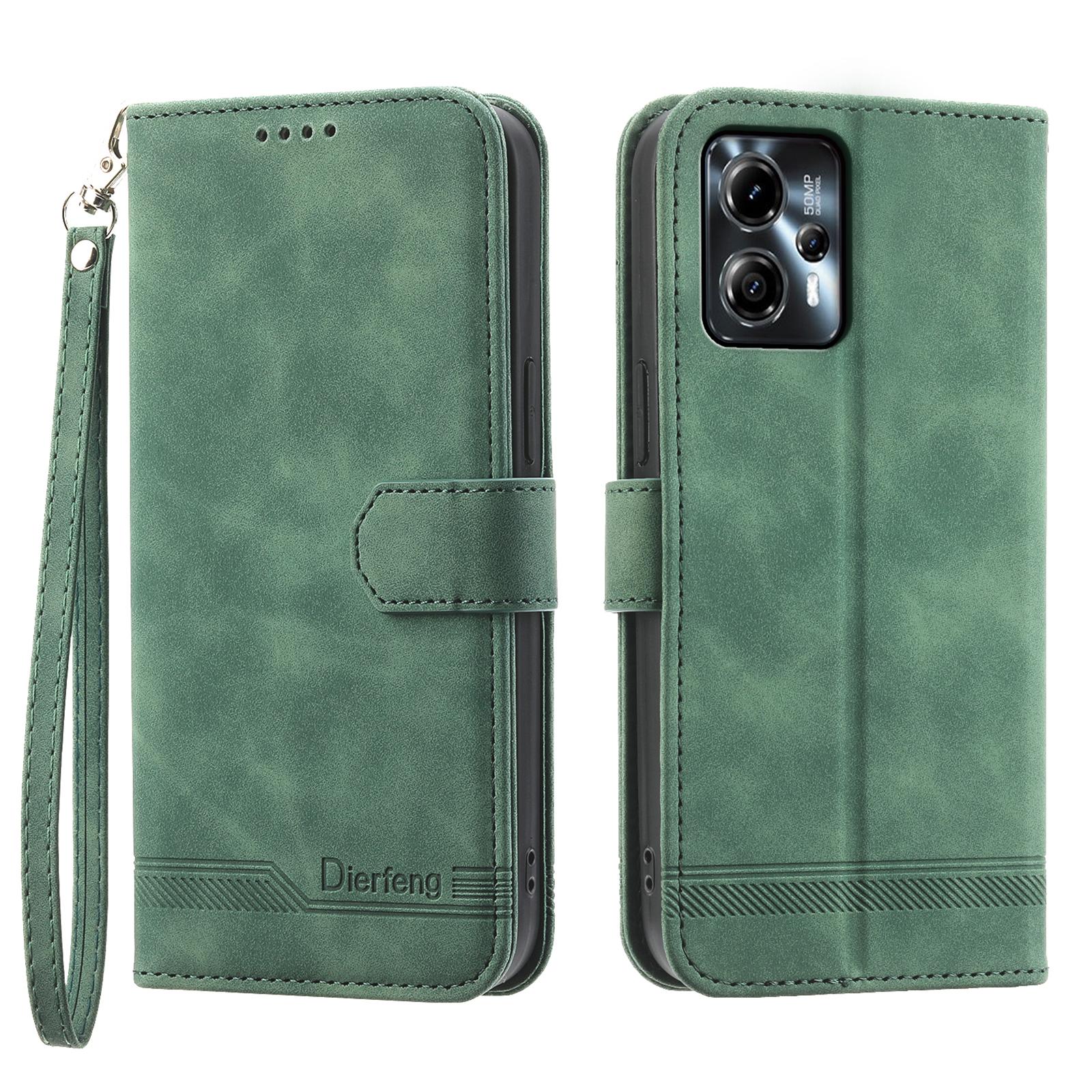 

DIERFENG DF-03 for Motorola Moto E14 4G/G04 4G/G04s 4G/G24 4G Phone Case Leather Wallet Cover Green