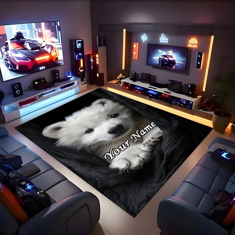 1PC Custom Name Polar Bear Cub Adventure Theme Floor Mat Ideal for Living Room, Game Rooms, Office, Bedroom, Office Floor Mat , Floor Mats for Home
