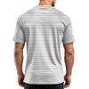 Men's Casual Quick-Dry Round Neck Short Sleeve Striped T-Shirt - Lightweight Mesh Breathable